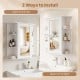 Mirrored bathroom medicine cabinet with adjustable shelves, featuring a single mirror door and a modern white finish.