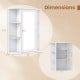 Dimensions of the white mirrored bathroom medicine cabinet featuring adjustable shelves and ample storage space.