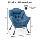 Navy modern polyester fabric lazy chair with ergonomic design, steel frame, and dimensions for versatile home use.