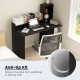 Modern black computer desk with storage bookshelf and anti-tip kit, ideal for home office organization and stability.
