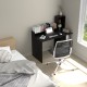 Modern black computer desk with storage bookshelf and hutch, ideal for home office use, featuring a spacious tabletop.