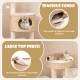 Spacious condo with removable, machine-washable cushions for indoor cats, featuring natural cattail fluff design.