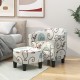 Modern accent tub chair and ottoman set with fabric upholstery, ideal for living room or bedroom relaxation.