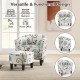 Modern accent tub chair and ottoman set in beige fabric, ideal for living room or bedroom with ergonomic design and.