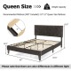 Upholstered queen bed frame from the modern 3-piece bedroom set, featuring sturdy slats and stylish design for comfort.