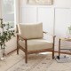 Modern accent chair with solid rubber wood armrests and removable thick cushion, perfect for living room relaxation.