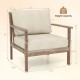Modern accent chair with solid rubber wood armrests, featuring a thick removable cushion, ideal for living room.