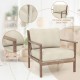 Modern accent chair featuring solid rubber wood armrests, removable thick seat cushion, and PP cotton padded back.