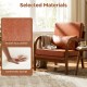 Brown faux leather accent chair with removable cushions and comfortable sponge, perfect for living rooms and home.