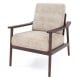 Modern accent chair with a rubber wood frame and inclined backrest, providing stylish support for reading or relaxation.