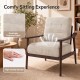 Modern accent chair with rubber wood armrests, featuring a large seat and sponge padded cushion for ultimate comfort.