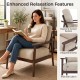 Modern accent chair with rubber wood armrests, ergonomic backrest, and thick seat cushion for ultimate comfort in living rooms.