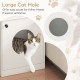 Large cat hole in a modern white litter box enclosure, providing easy access and ventilation for small to large cats.