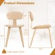 Product dimensions of the Modern Dining Chair Set of 2 with wide seat, featuring a natural rubber wood veneer finish.