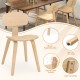 Natural wood dining chair with ergonomic backrest and sturdy legs, perfect for kitchens and dining rooms.