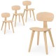 Set of 4 modern dining chairs with natural rubber wood veneer, featuring ergonomic backrests for comfort in any space.