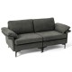 Compact modern fabric loveseat sofa in dark gray with soft cushions, ideal for living room or office seating.