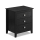 Black Modern Farmhouse 3-drawer nightstand with wood grain accents, spacious tabletop, and sleek knobs for versatile.