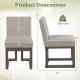 Side view of a Modern Farmhouse dining chair with gray fabric, featuring a thick padded seat and rubber wood frame.