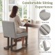 Gray dining chair with wide seat and curved low back, featuring thick padded cushions for comfort in a modern farmhouse.
