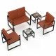 Modern brown loveseat sofa with PU leather cover and solid metal frame, perfect for small rooms and cozy conversations.
