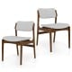 Set of 2 modern padded dining chairs with rubber wood legs, featuring soft cushions and a stylish farmhouse design.