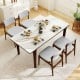 Modern padded dining chairs with rubber wood legs in a stylish setting, perfect for dining rooms or living areas.
