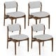 Set of 4 modern padded dining chairs with rubber wood legs, featuring gray linen fabric for comfort and style.