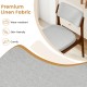 Modern padded dining chair with rubber wood legs, featuring premium linen fabric for comfort and durability.