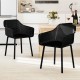 Set of 2 black modern plastic dining chairs with breathable mesh backrest, perfect for kitchen or dining room use.