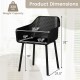 Black modern plastic dining chair with ergonomic backrest and dimensions, ideal for kitchen or dining room use.
