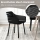 Black modern dining chair with breathable mesh backrest for a cool sitting experience, ideal for kitchen or dining room.