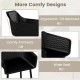 Black modern plastic dining chair with ergonomic tilt backrest and breathable mesh for ultimate comfort and support.