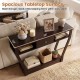 Modern brown sofa accent table with drawer and open shelf, perfect for storage and display in any home decor.