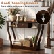 Modern brown sofa accent table with drawer and open shelf, featuring anti-toppling devices for added safety and stability.