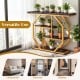 Modern 4-tier console table with faux marble tabletop, featuring geometric design for versatile use in living room or.