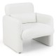 Modern upholstered chenille accent chair in white with removable lumbar pillow, perfect for living room comfort.