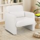 Modern upholstered chenille accent chair in white with removable lumbar pillow, ideal for living room comfort.