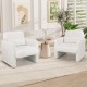 Modern upholstered chenille accent chairs in white with removable lumbar pillows, ideal for living room comfort.