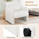 Modern upholstered chenille accent chair in white with widened legs and anti-slip foot pads, ideal for living room.