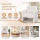 Modern upholstered chenille accent chair in white with removable lumbar pillow, ideal for living room or office use.