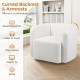 Curved backrest and armrests accent chair in white sherpa fabric, perfect for relaxing or watching TV in any room.