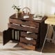 Modern vertical 5-drawer mobile chest in brown with door, ideal for organized storage in home or office.
