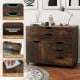 Modern vertical 5-drawer mobile chest in brown with cut-out handle and smooth metal slides for easy storage and.