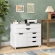 Modern vertical 5-drawer mobile chest in white with spacious top, 5 casters, and stylish design for versatile storage.