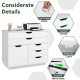 Modern vertical 5-drawer mobile chest in white features smooth metal slides and easy-to-clean surface for versatile storage.