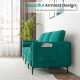 Three-seat modular sofa couch in peacock blue suede with side storage pocket, perfect for living room comfort.