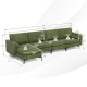 Modular L-shaped 4-seat sectional sofa in army green with reversible chaise, USB ports, and soft back cushions for.
