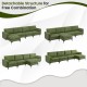 Modular L-shaped 4-seat sectional sofa in army green with reversible chaise, USB sockets, and detachable structure for.