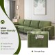 Modular L-shaped 4-seat sectional sofa in army green with storage pocket, USB ports, and soft cushions for comfort.